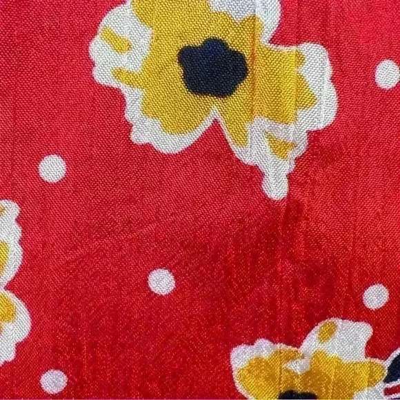 Vintage Notations Red & yellow floral Short Sleeve Button Shirt polka dots M - Picture 8 of 10